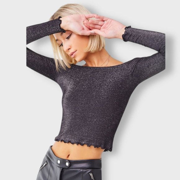 Tops - Metallic Lettuce-Edge Top